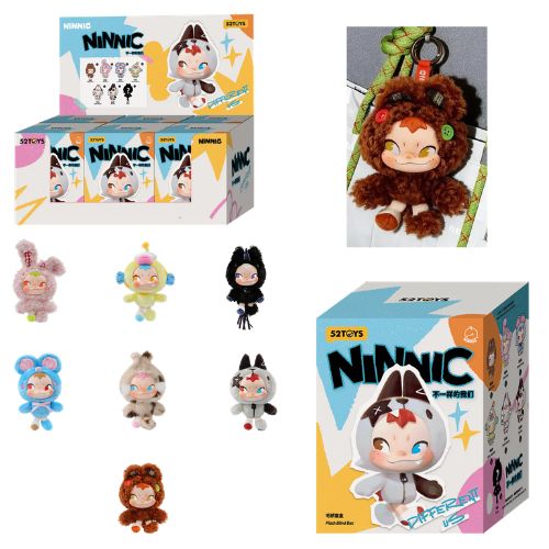 (Mis 1) NINNIC Different Us Series Peluche Portachiavi 14cm c/Bagclip In blind box (xcm) In espo da 6pz 7ass…x6…x72